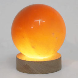 Orange Calcite Sphere on LED Light Small Base DS1431 | Himalayan Salt Factory