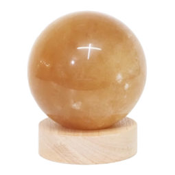 Orange Calcite Sphere on LED Light Small Base DS1431 | Himalayan Salt Factory
