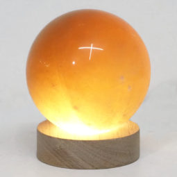 Orange Calcite Sphere on LED Light Small Base DS1431 | Himalayan Salt Factory