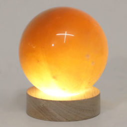 Orange Calcite Sphere on LED Light Small Base DS1431 | Himalayan Salt Factory