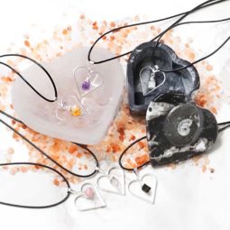 Raw Crystal Heart Pendants Cleansing Set | Himalayan Salt Factory