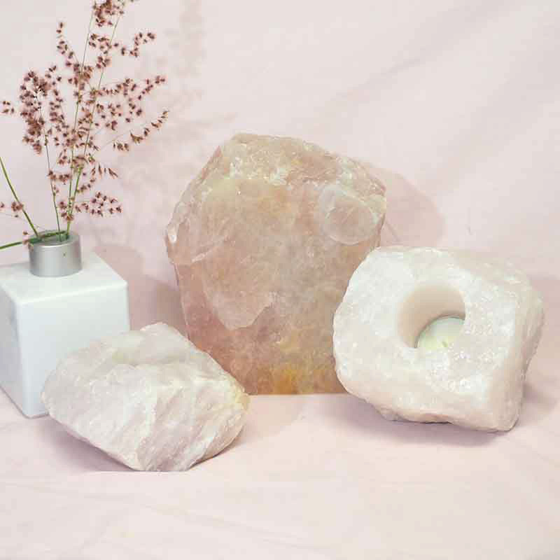 1.4kg Rose Quartz Slab with Rose Quartz Tea Light Candle Holder Set J491 4 Rose Quartz Slab with Rose Quartz Tea Light Candle Holder Set J491-2