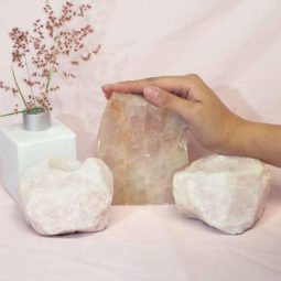 1.1kg Rose Quartz Slab with Rose Quartz Tea Light Candle Holder Set J492 6 Rose Quartz Slab with Rose Quartz Tea Light Candle Holder Set J492-1