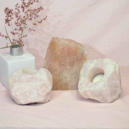 1.1kg Rose Quartz Slab with Rose Quartz Tea Light Candle Holder Set J492 7 Rose Quartz Slab with Rose Quartz Tea Light Candle Holder Set J492-2