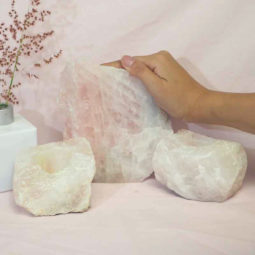 1.1kg Rose Quartz Slab with Rose Quartz Tea Light Candle Holder Set J493 6 Rose Quartz Slab with Rose Quartz Tea Light Candle Holder Set J493-1