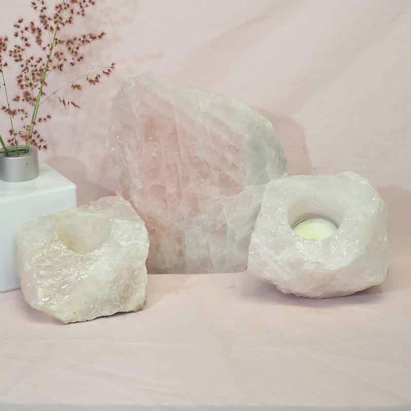 1.1kg Rose Quartz Slab with Rose Quartz Tea Light Candle Holder Set J493 5 Rose Quartz Slab with Rose Quartz Tea Light Candle Holder Set J493-2