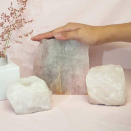 1.5kg Rose Quartz Slab with Rose Quartz Tea Light Candle Holder Set J497 6 Rose Quartz Slab with Rose Quartz Tea Light Candle Holder Set J497-1