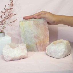 1.9kg Rose Quartz Slab with Rose Quartz Tea Light Candle Holder Set J498 6 Rose Quartz Slab with Rose Quartz Tea Light Candle Holder Set J498-1