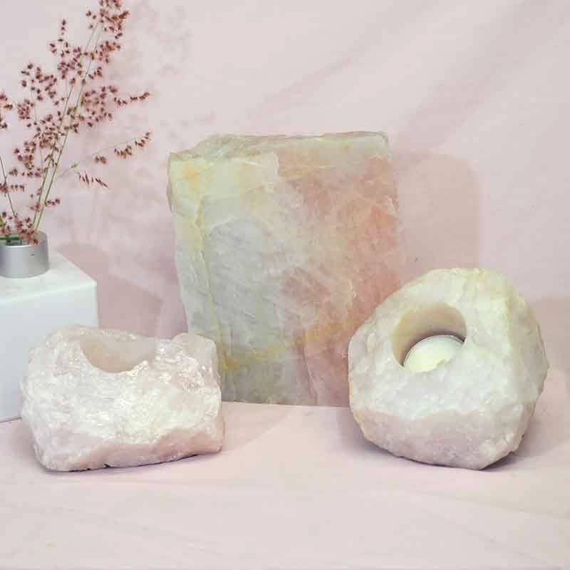 1.9kg Rose Quartz Slab with Rose Quartz Tea Light Candle Holder Set J498 5 Rose Quartz Slab with Rose Quartz Tea Light Candle Holder Set J498-2