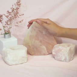 1.4kg Rose Quartz Slab with Rose Quartz Tea Light Candle Holder Set J499 6 Rose Quartz Slab with Rose Quartz Tea Light Candle Holder Set J499-1