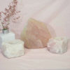 1.4kg Rose Quartz Slab with Rose Quartz Tea Light Candle Holder Set J499 1 Rose Quartz Slab with Rose Quartz Tea Light Candle Holder Set J499
