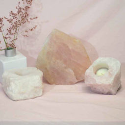 1.4kg Rose Quartz Slab with Rose Quartz Tea Light Candle Holder Set J499 7 Rose Quartz Slab with Rose Quartz Tea Light Candle Holder Set J499-2