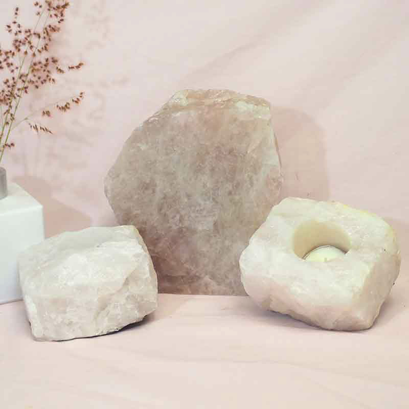 1.7kg Rose Quartz Slab with Rose Quartz Tea Light Candle Holder Set J500 5 Rose Quartz Slab with Rose Quartz Tea Light Candle Holder Set J500-2