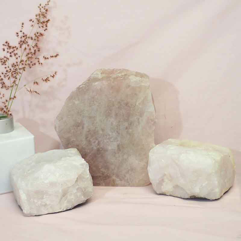 1.7kg Rose Quartz Slab with Rose Quartz Tea Light Candle Holder Set J500 3 Rose Quartz Slab with Rose Quartz Tea Light Candle Holder Set J500