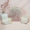 1.8kg Rose Quartz Slab with Rose Quartz Tea Light Candle Holder Set J501 1 Rose Quartz Slab with Rose Quartz Tea Light Candle Holder Set J501