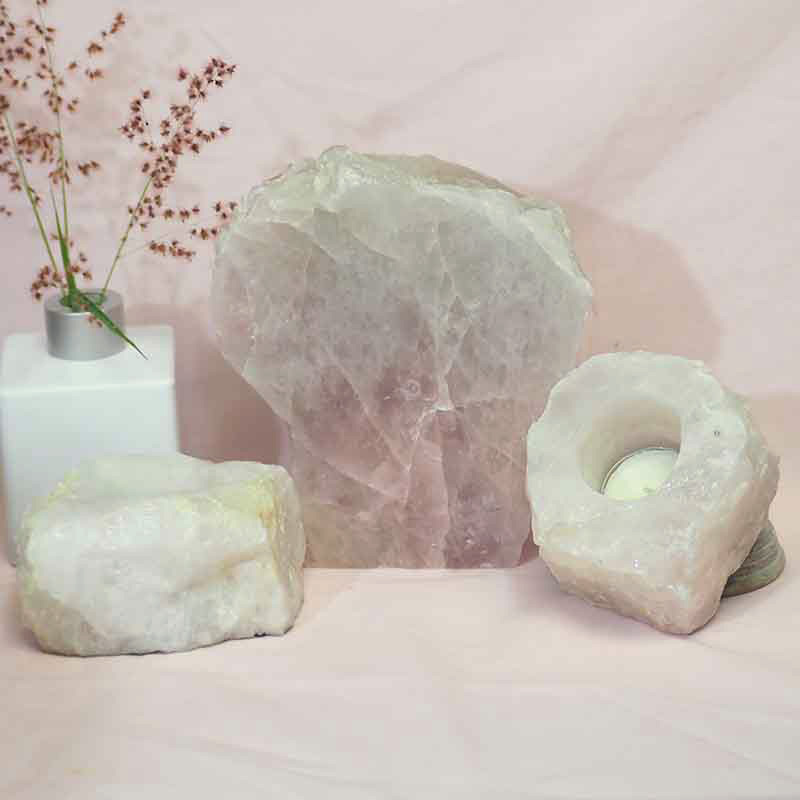 1.8kg Rose Quartz Slab with Rose Quartz Tea Light Candle Holder Set J501 5 Rose Quartz Slab with Rose Quartz Tea Light Candle Holder Set J501-2