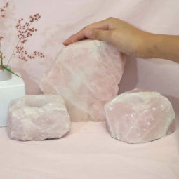 1.9kg Rose Quartz Slab with Rose Quartz Tea Light Candle Holder Set J503 6 Rose Quartz Slab with Rose Quartz Tea Light Candle Holder Set J503-1