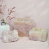 1.9kg Rose Quartz Slab with Rose Quartz Tea Light Candle Holder Set J504 1 Rose Quartz Slab with Rose Quartz Tea Light Candle Holder Set J504