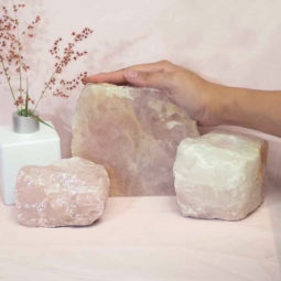 1.7kg Rose Quartz Slab with Rose Quartz Tea Light Candle Holder Set J505 6 Rose Quartz Slab with Rose Quartz Tea Light Candle Holder Set J505-1