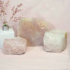 1.7kg Rose Quartz Slab with Rose Quartz Tea Light Candle Holder Set J505 1 Rose Quartz Slab with Rose Quartz Tea Light Candle Holder Set J505
