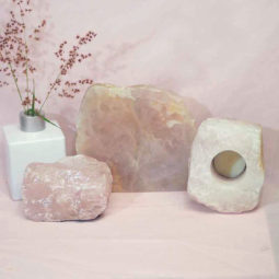 1.7kg Rose Quartz Slab with Rose Quartz Tea Light Candle Holder Set J505 7 Rose Quartz Slab with Rose Quartz Tea Light Candle Holder Set J505-2