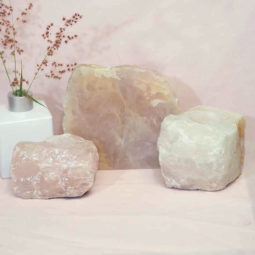 Rose Quartz Slab with Rose Quartz Tea Light Candle Holder Set J505
