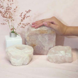 1.9kg Rose Quartz Slab with Rose Quartz Tea Light Candle Holder Set J506 6 Rose Quartz Slab with Rose Quartz Tea Light Candle Holder Set J506-1