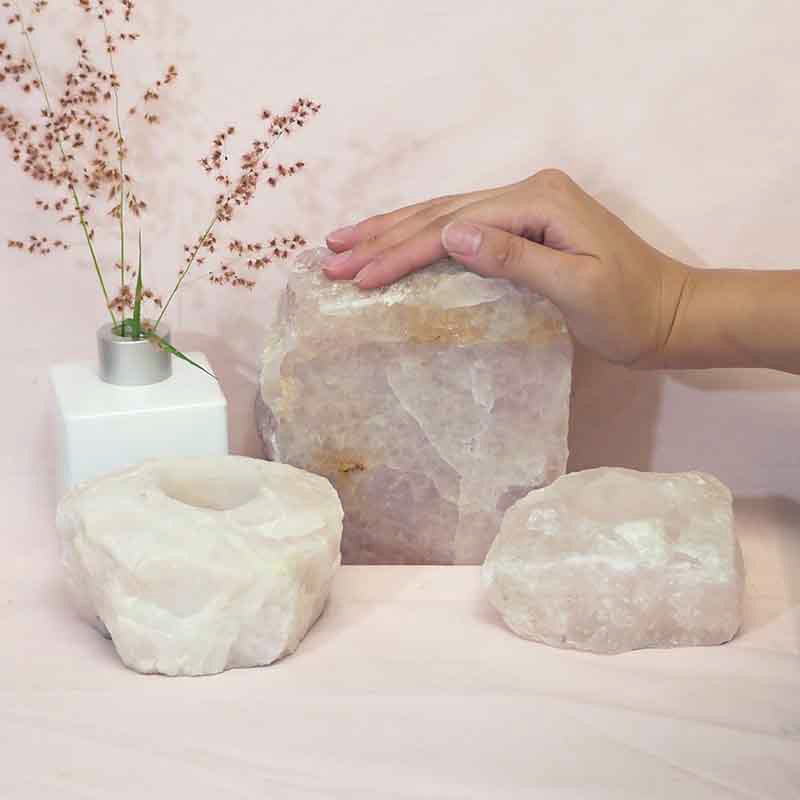 1.9kg Rose Quartz Slab with Rose Quartz Tea Light Candle Holder Set J506 4 Rose Quartz Slab with Rose Quartz Tea Light Candle Holder Set J506-1