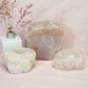 1.9kg Rose Quartz Slab with Rose Quartz Tea Light Candle Holder Set J506 1 Rose Quartz Slab with Rose Quartz Tea Light Candle Holder Set J506