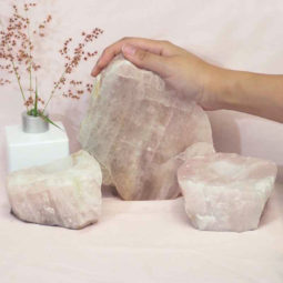1.7kg Rose Quartz Slab with Rose Quartz Tea Light Candle Holder Set J507 6 Rose Quartz Slab with Rose Quartz Tea Light Candle Holder Set J507-1