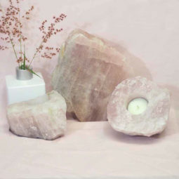 1.7kg Rose Quartz Slab with Rose Quartz Tea Light Candle Holder Set J507 7 Rose Quartz Slab with Rose Quartz Tea Light Candle Holder Set J507-2