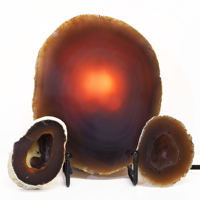 0.77kg Sliced Brazilian Agate Lamp and Mini Agate Crystal Geodes Set J198 4 Sliced Brazilian Agate Lamp and Mini Aagte Crystal Geodes Set J198-1