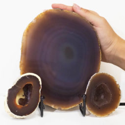 0.77kg Sliced Brazilian Agate Lamp and Mini Agate Crystal Geodes Set J198 8 Sliced Brazilian Agate Lamp and Mini Aagte Crystal Geodes Set J198-2