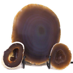 Sliced Brazilian Agate Lamp and Mini Aagte Crystal Geodes Set J198