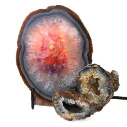 0.95kg Sliced Brazilian Agate Lamp and Mini Agate Crystal Geodes Set J199 6 Sliced Brazilian Agate Lamp and Mini Aagte Crystal Geodes Set J199-1