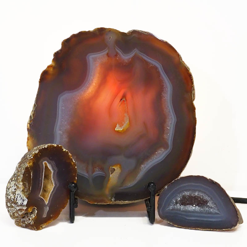 1.25kg Sliced Brazilian Agate Lamp and Mini Agate Crystal Geodes Set J202 4 Sliced Brazilian Agate Lamp and Mini Aagte Crystal Geodes Set J202-1