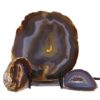 Sliced Brazilian Agate Lamp and Mini Aagte Crystal Geodes Set J202