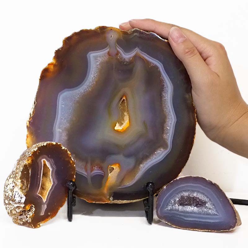 1.25kg Sliced Brazilian Agate Lamp and Mini Agate Crystal Geodes Set J202 5 Sliced Brazilian Agate Lamp and Mini Aagte Crystal Geodes Set J202-2