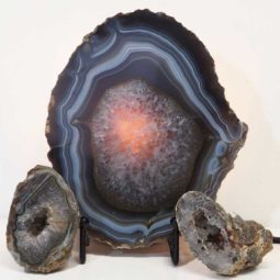 1.1kg Sliced Brazilian Agate Lamp and Mini Agate Crystal Geodes Set J203 7 Sliced Brazilian Agate Lamp and Mini Aagte Crystal Geodes Set J203-1