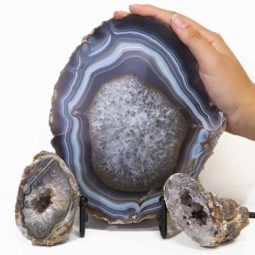 1.1kg Sliced Brazilian Agate Lamp and Mini Agate Crystal Geodes Set J203 8 Sliced Brazilian Agate Lamp and Mini Aagte Crystal Geodes Set J203-2