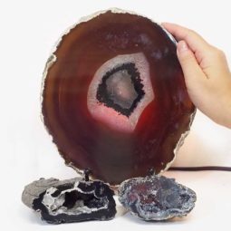 Sliced Brazilian Crystal Agate Lamp Set 3 Pieces S463-1