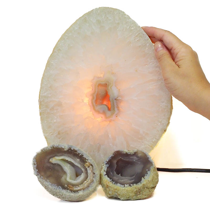 1.8kg Sliced Brazilian Crystal Agate Lamp Set 3 Pieces S464 4 Sliced Brazilian Crystal Agate Lamp Set 3 Pieces S464-1