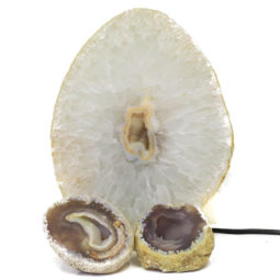 Sliced Brazilian Crystal Agate Lamp Set 3 Pieces S464