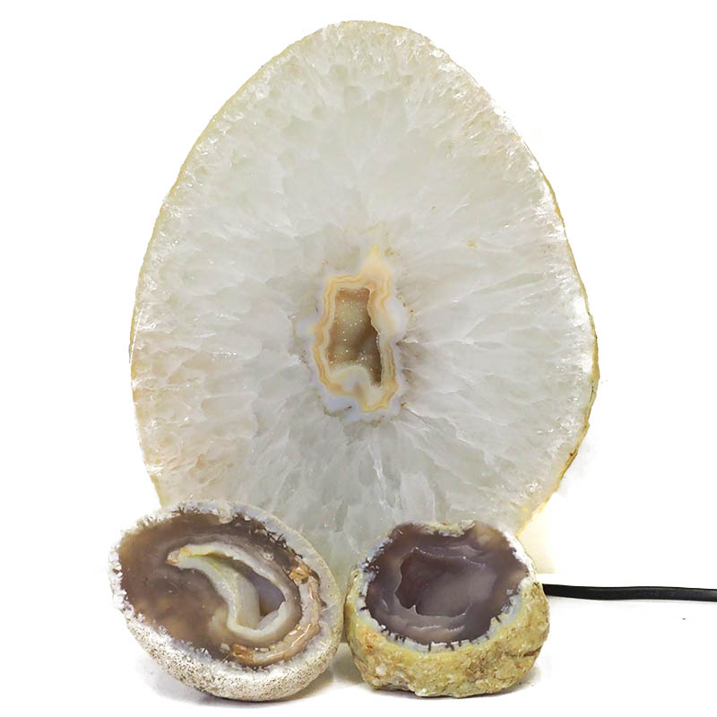 1.8kg Sliced Brazilian Crystal Agate Lamp Set 3 Pieces S464 3 Sliced Brazilian Crystal Agate Lamp Set 3 Pieces S464