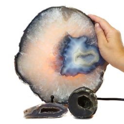 1.9kg Sliced Brazilian Crystal Agate Lamp Set 3 Pieces S465 6 Sliced Brazilian Crystal Agate Lamp Set 3 Pieces S465