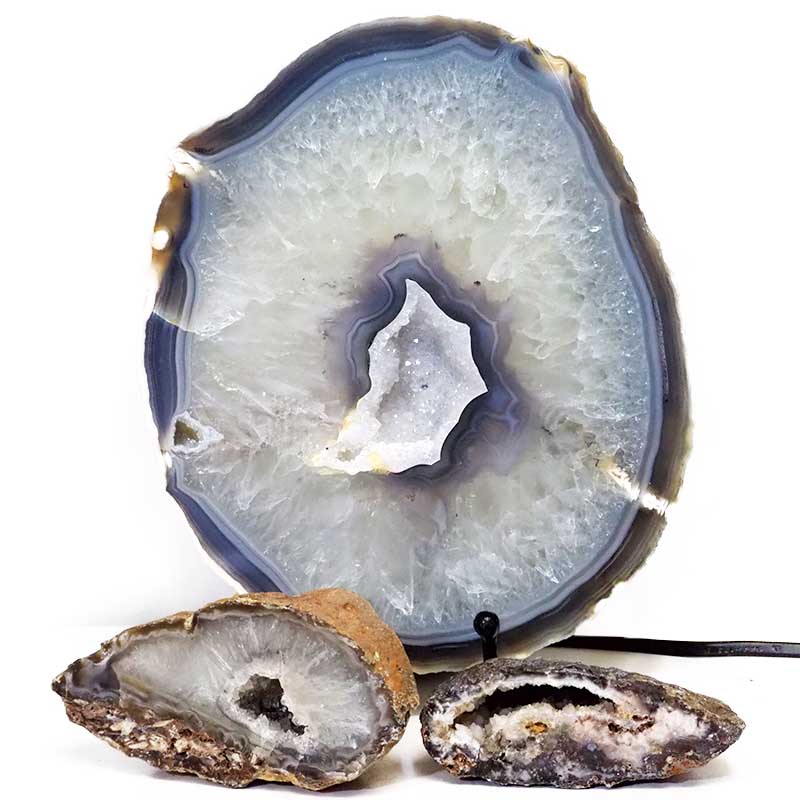 1.7kg Sliced Brazilian Crystal Agate Lamp Set 3 Pieces S466 3 Sliced Brazilian Crystal Agate Lamp Set 3 Pieces S466