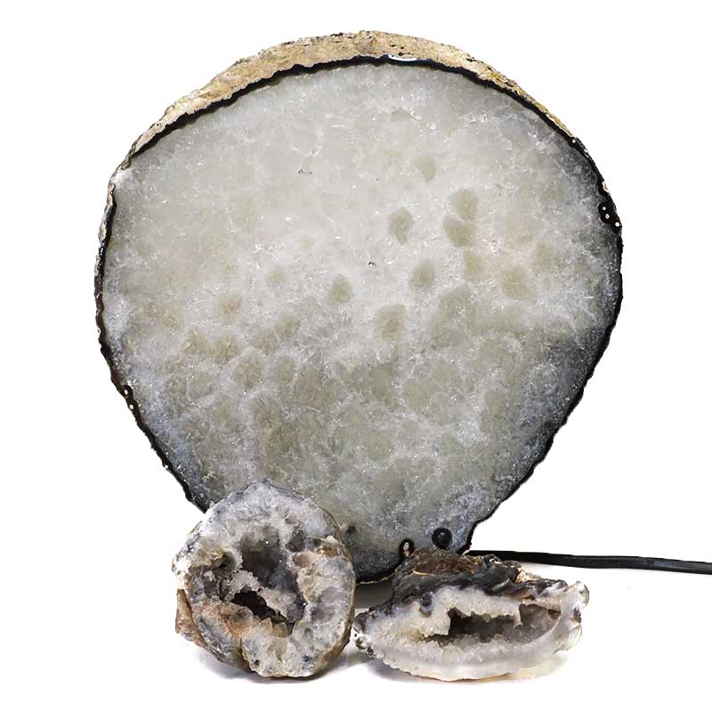 1.75kg Sliced Brazilian Crystal Agate Lamp Set 3 Pieces S470 3 Sliced Brazilian Crystal Agate Lamp Set 3 Pieces S470