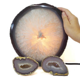 Sliced Brazilian Crystal Agate Lamp Set 3 Pieces S472-1