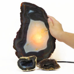 Sliced Brazilian Crystal Agate Lamp Set 3 Pieces S473-1