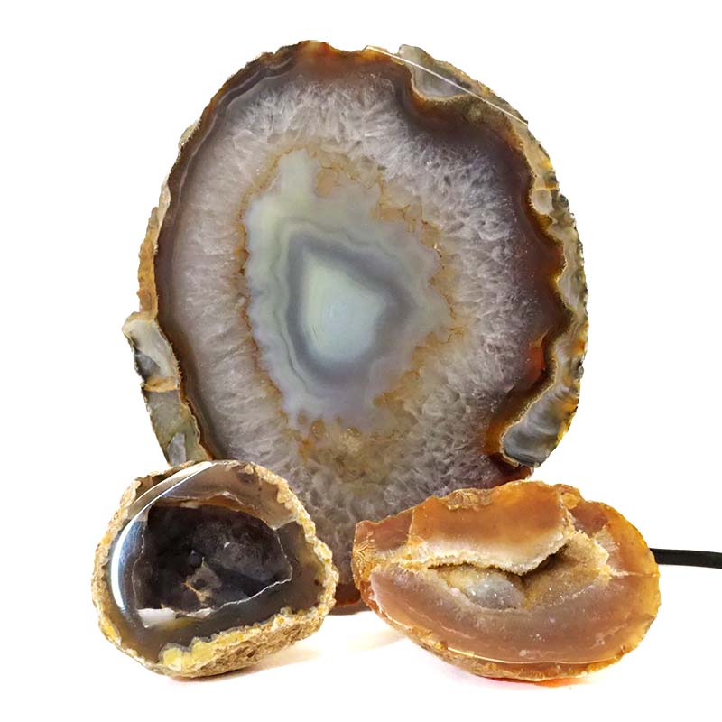 1kg Sliced Brazilian Crystal Agate Lamp Set 3 Pieces S474 3 Sliced Brazilian Crystal Agate Lamp Set 3 Pieces S474